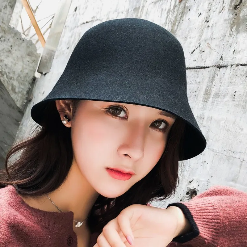 Новая Кепка Fedora одноцветная Женская винная шляпа Bacono Ladies'soft black cube шляпы осенью