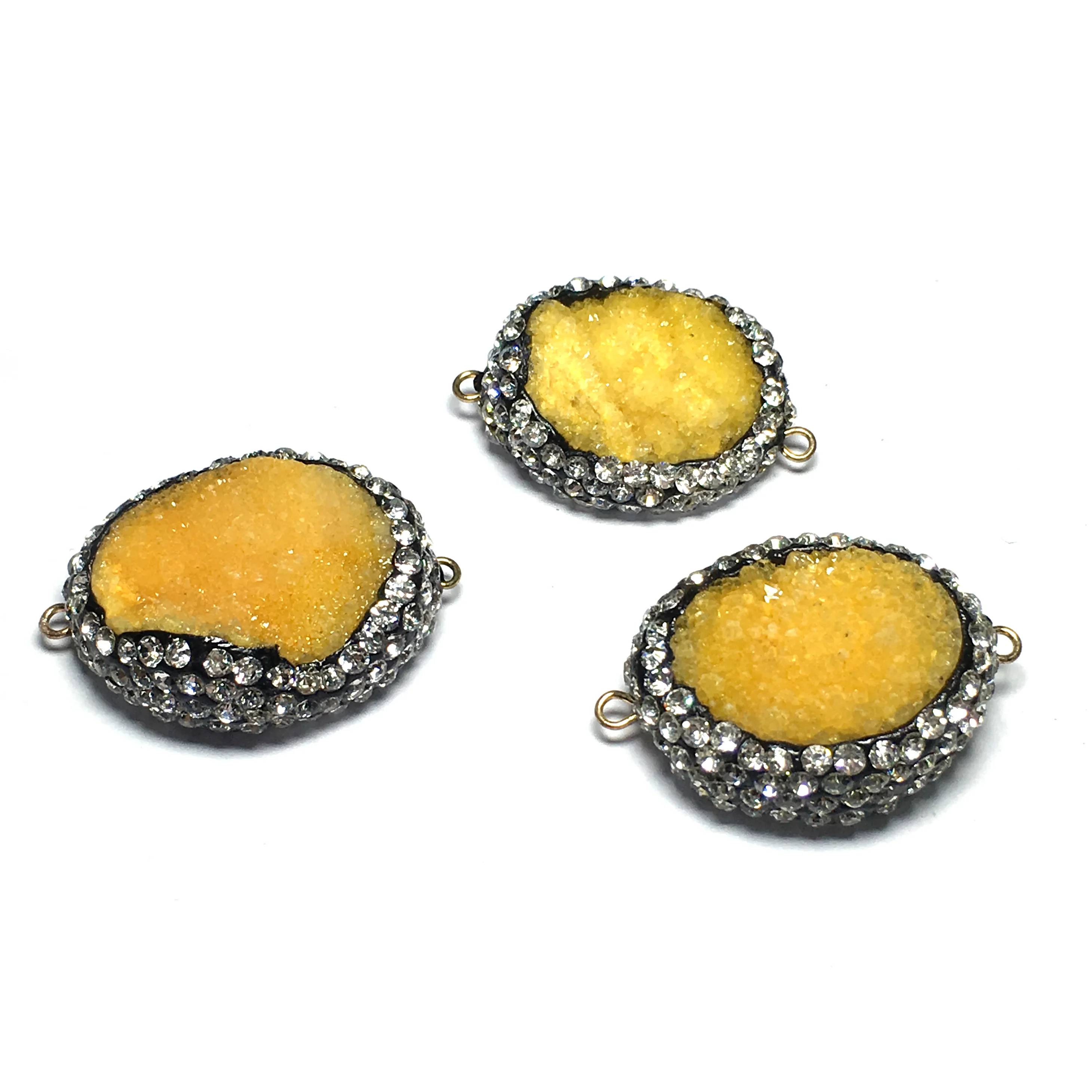 

New Fashion Round Natural Gems Stone Pendants Crystal Pendant Charms Connectors for Jewelry Making Supplies 18x30mm 25x35mm