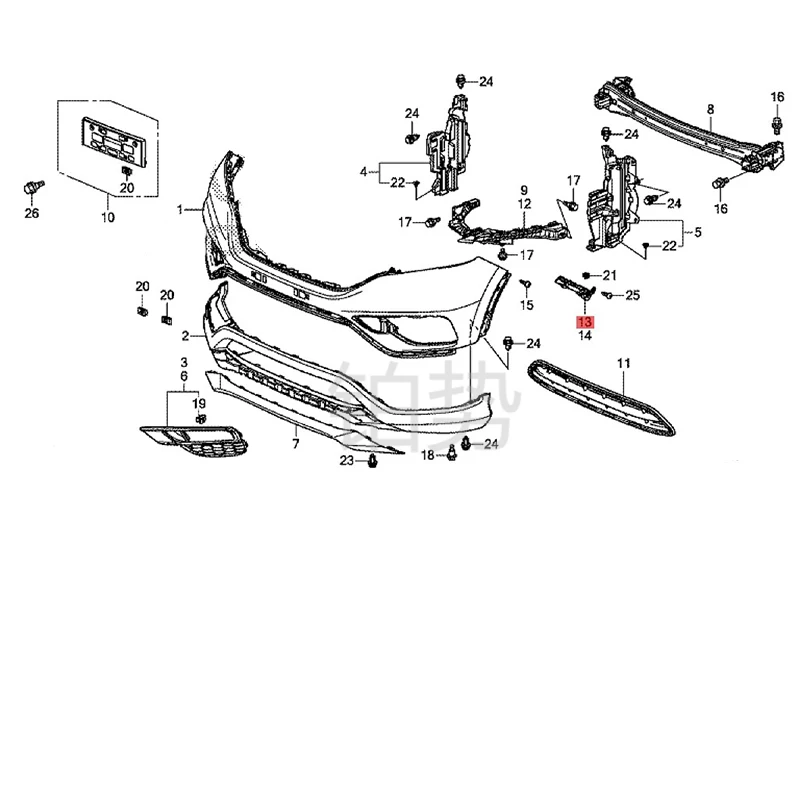 Кронштейн для переднего бампера автомобиля в сборе 2012-hon daC R-V прокладка крепления