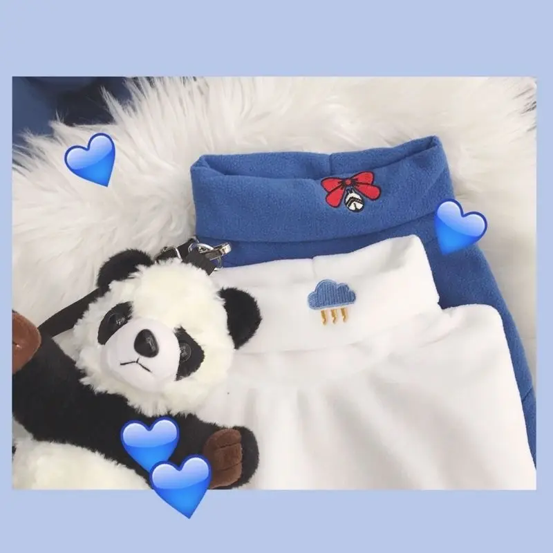 Женские футболки в Корейском стиле, с мультяшным принтом, с вышивкой, Kawaii, теплые, забавные, повседневные, рождественские Топы для женщин, s Ulzzang, водолазка, высокое качество