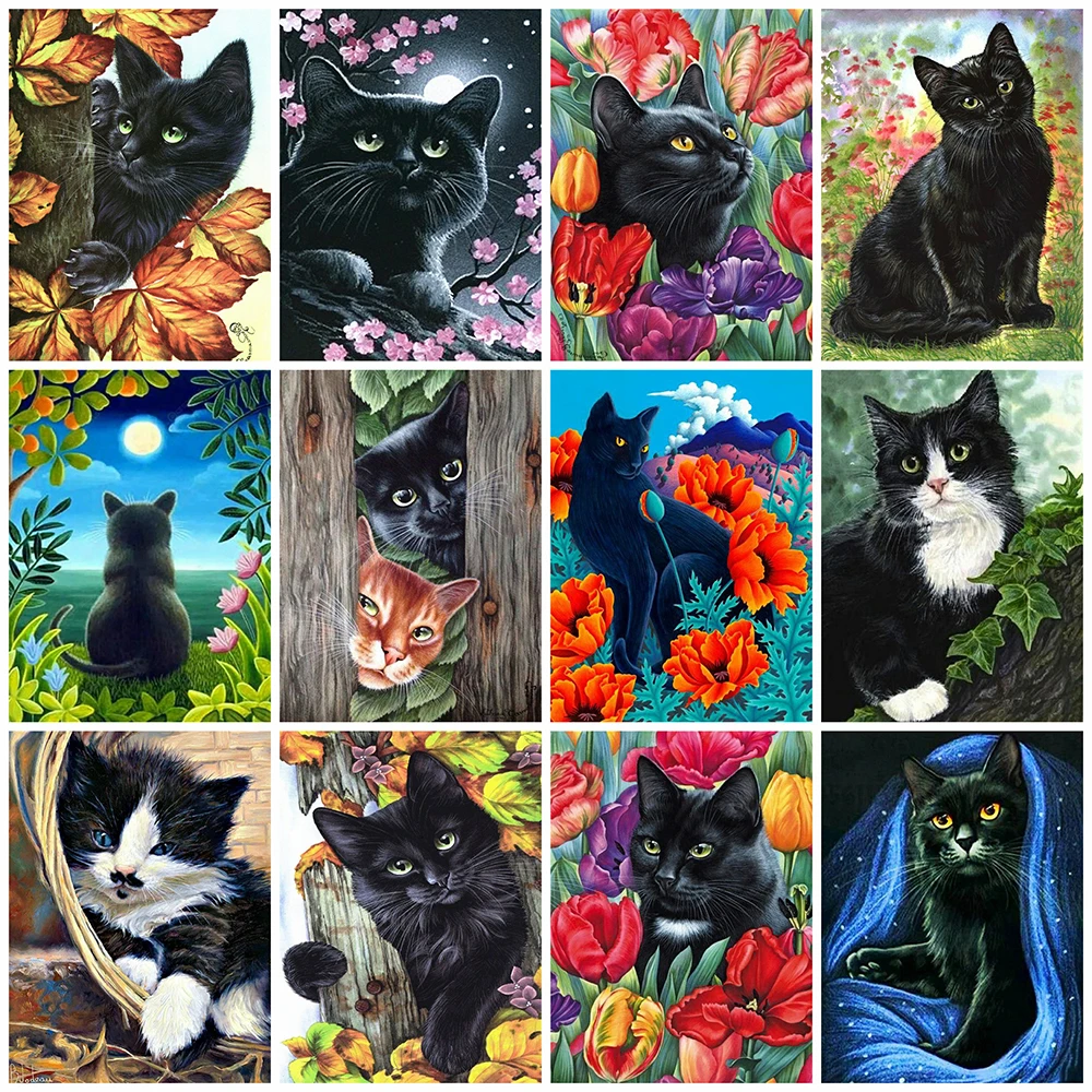 

Алмазная 5D картина «сделай сам» HUACAN, животное, мозаика с изображением кота, квадратной формы, для творчества, украшение на стену