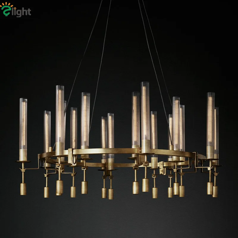 Американская светодиодная люстра RH с лампочками Эдисона круглый металлический