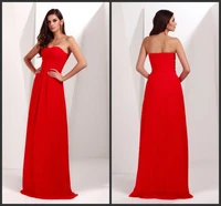 2016 free shipping sweetheart vestido de festa longo casamento new style party dress sexy chiffon red long bridesmaid dresses