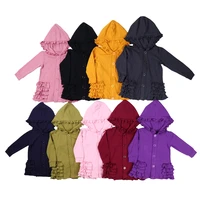 spring new fashion baby kids girls ruffle coat petals long sleeve jacket hooded solid buttons overcoat autumn clothes set