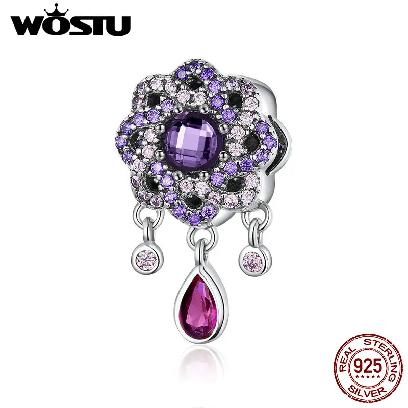 

WOSTU 925 Sterling Silver Mystical Purple Zircon Charms Beads Fit Orignal Bracelets Bangles For Women Fine Jewelry Gift FIC1075