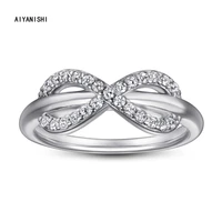 aiyanishi 925 sterling silver band rings for women female ring 925 silver micro pave wedding infinite band rings bridal jewelry