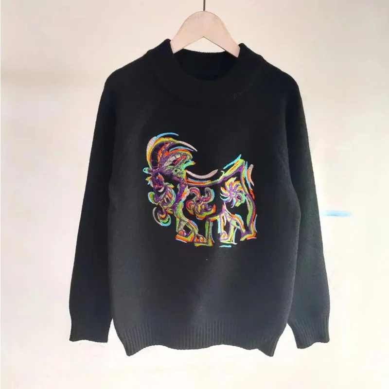 

Runway Sweater Pullovers Women 2021 Autumn Winter Clothes Korean Fashion Gothic Knitted Jumper Tops Haut Femme Sueter Pull Femme