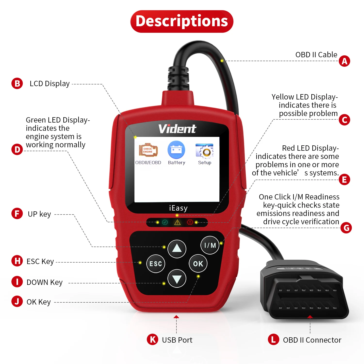 VIDENT easy300 OBD2/EOBD может считывать код сканер автомобильный диагностический инструмент сканирования четкие коды неисправностей как NT204 NT201