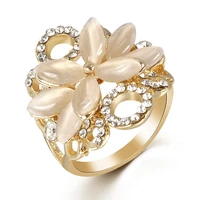 women ring proposal ring champagne gold flower shape zircon ring glamour fashion jewelry girlfriend birthday present