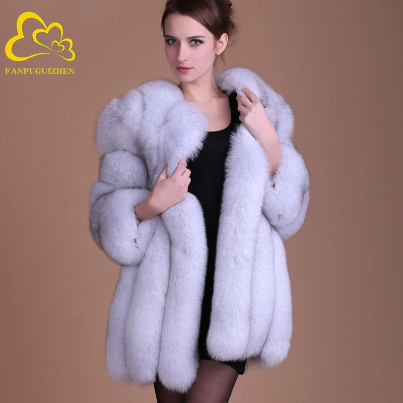 Fluffy Fox Fur Coat Women Winter Jacket Fashion Silm Outwear High-Quality Thick Imitated  Faux Fur  Coat