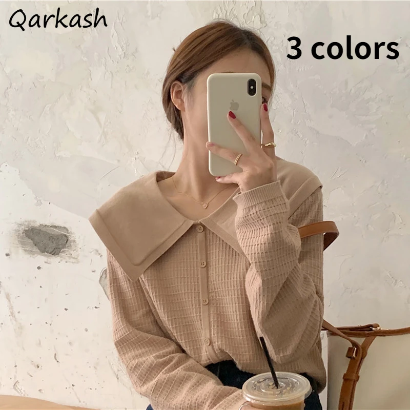 

Кардиган женский с воротником «Питер Пэн», дизайнерский Милая теплая нежная винтажная Удобная универсальная Повседневная модная трендова...