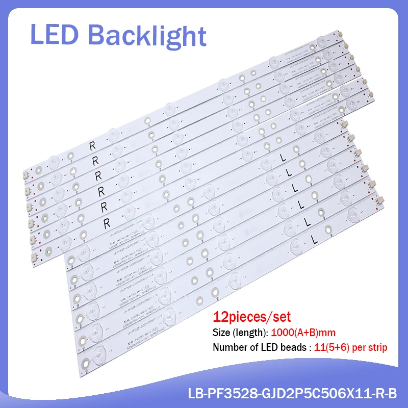 

1set=12pcs Led backlight for LE50D1452 T5002S 50PFF3655/T3 LD50V02S LB-PF3528-GJD2P5C506X11-R/L-H/B 6leds+5leds