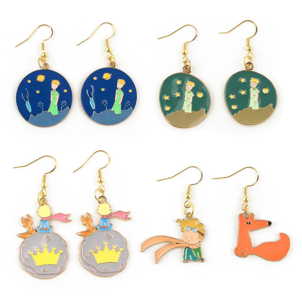 

LB2707 The Little Prince and Fox Fashion Earrings For Women Stainless Steel Earring Ear Jewelry Art Stud Earrings Gifts Girls