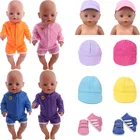 Флуоресцентная спортивная одежда, костюм, бейсболка, обувь для 18-дюймовых американских кукол, для девочек 43 см, Товары для новорожденных, наше поколение