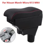 Подлокотник для Nissan March Micra K13 MK4 IV, центральный контейнер для хранения вещей с подстаканником и пепельницей, интерфейс USB 2010-2017