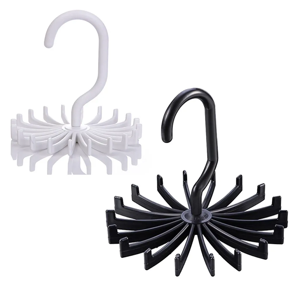

1/2 Hooks Rack Rotatable Multifunctional Plastic Tie Rack 360 Degree Rotatable Hanger Clothes Hanger 20 Claws Wardrobe Finishing