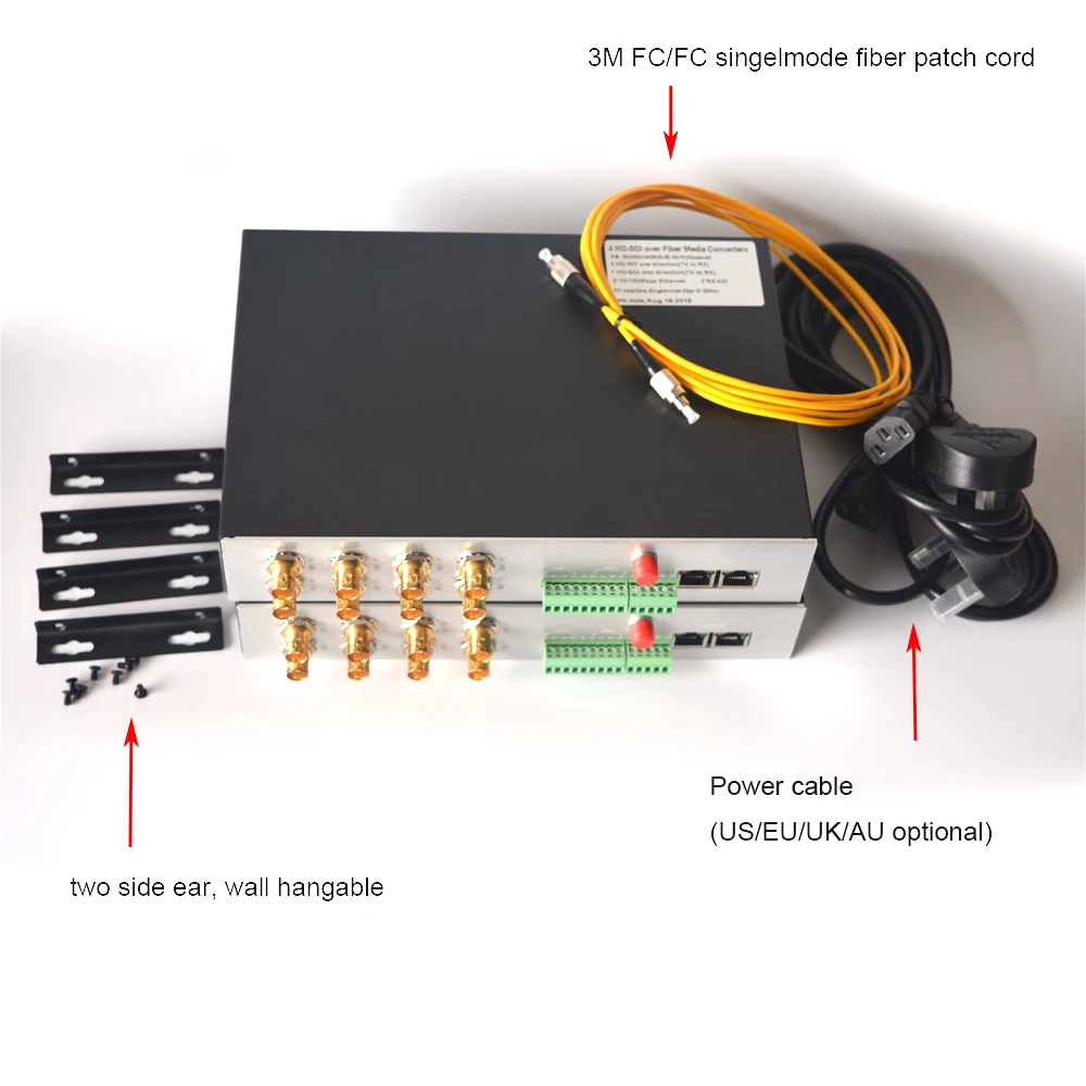 4 канала HD SDI over волоконно оптические медиа конвертеры видео/Ethernet/RS422 к