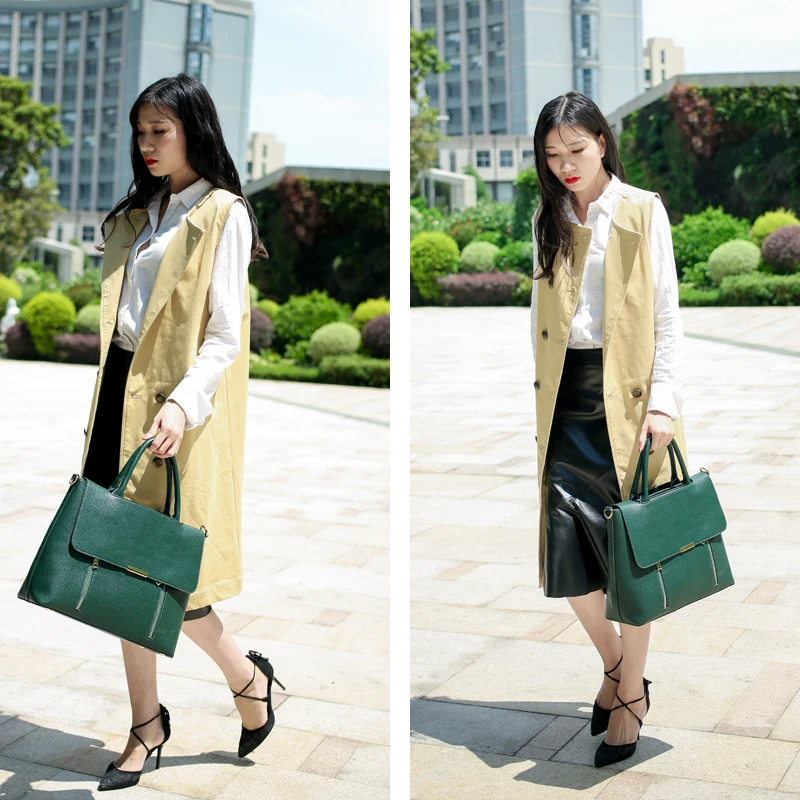 Женские сапоги выше колена из натуральной кожи Теплые Tote портфель сумка через