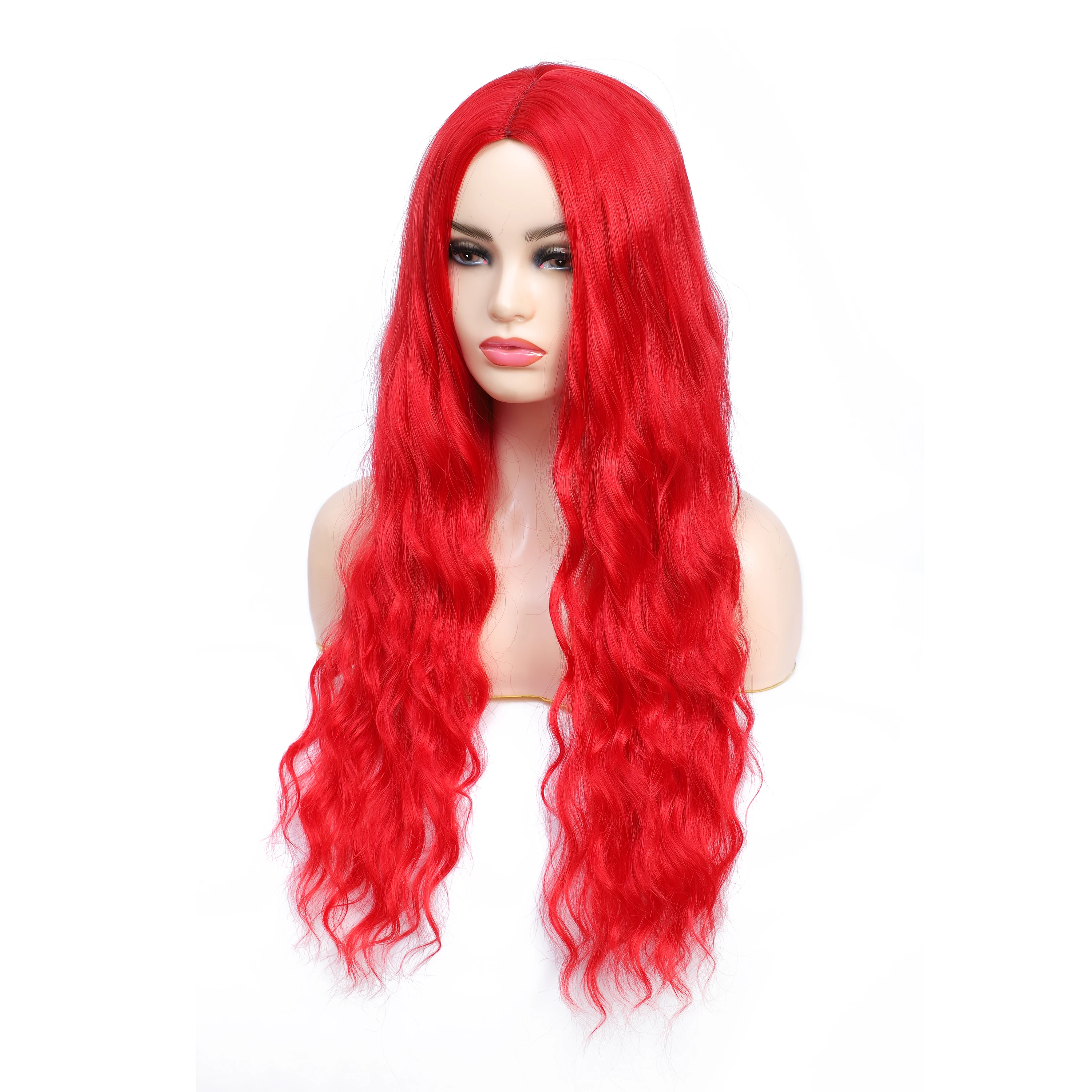 

LANYI красные парики 26 дюймов длинный волнистый парик синтетические женские парики средняя часть парики Лолиты Косплей костюмы парик аниме термостойкий