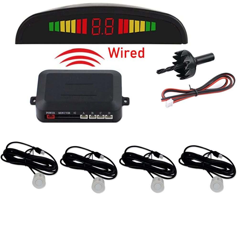 

Car Auto Parktronic LED Parking Sensor with 4 Sensors Reverse Backup Car Parking Radar Monitor Detector System Display