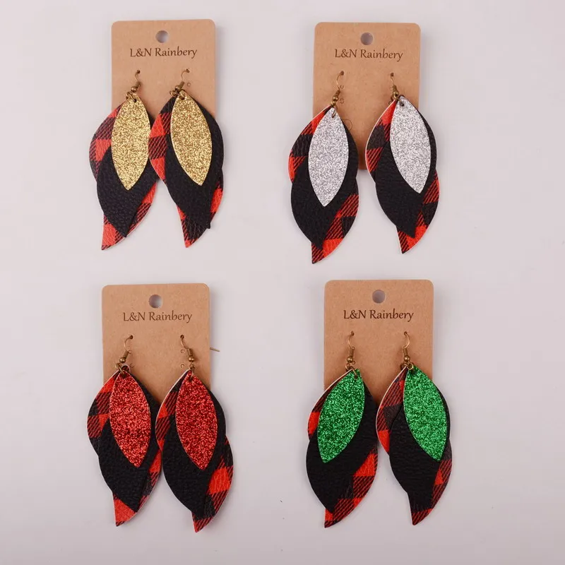 Двухслойные блестящие леопардовые серьги капельки из искусственной кожи в виде