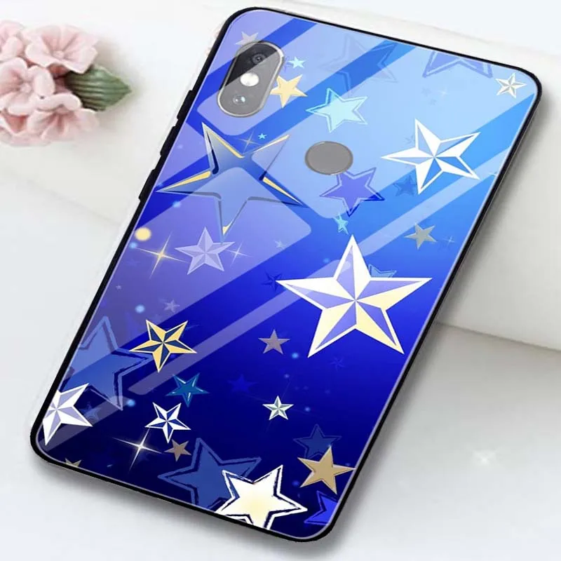 Tempered Glass Phone Cases for Xiaomi Redmi Note 4 4X 5 5A 6 7 7A 8 8A 9 9A 9C Plus Pro Capa Coque Funda Shiny Stars Twinkle | Мобильные