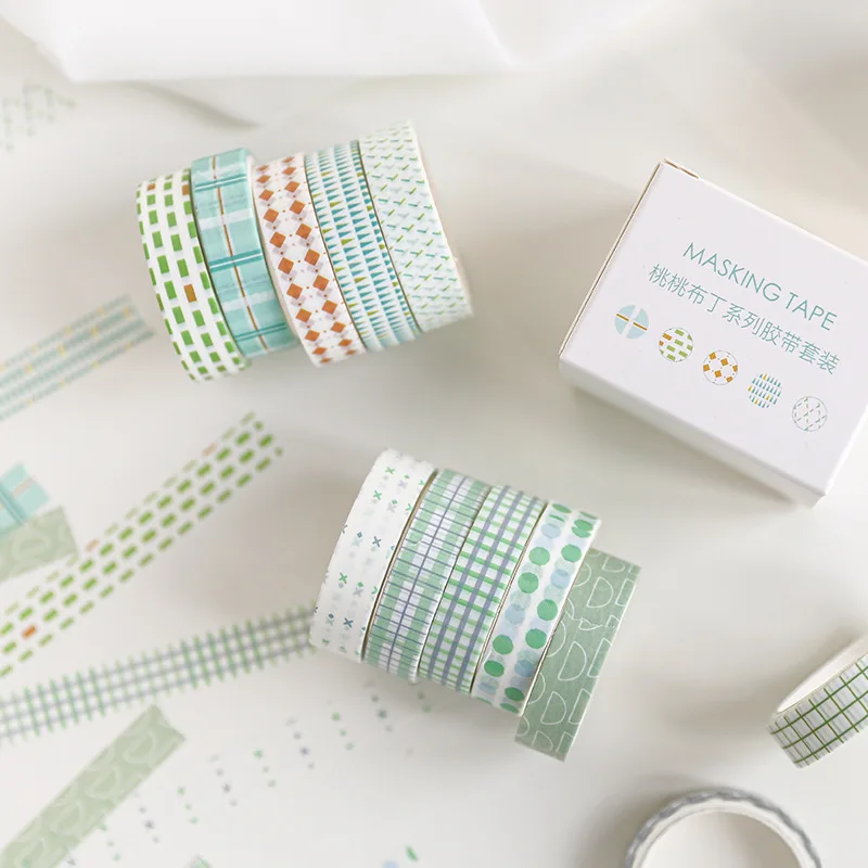 

5Pcs/Box Creative Simple Washi Tape Set Masking Tape Organizer Scrapbooking Diary Planner Decorative Supplies School Stationery