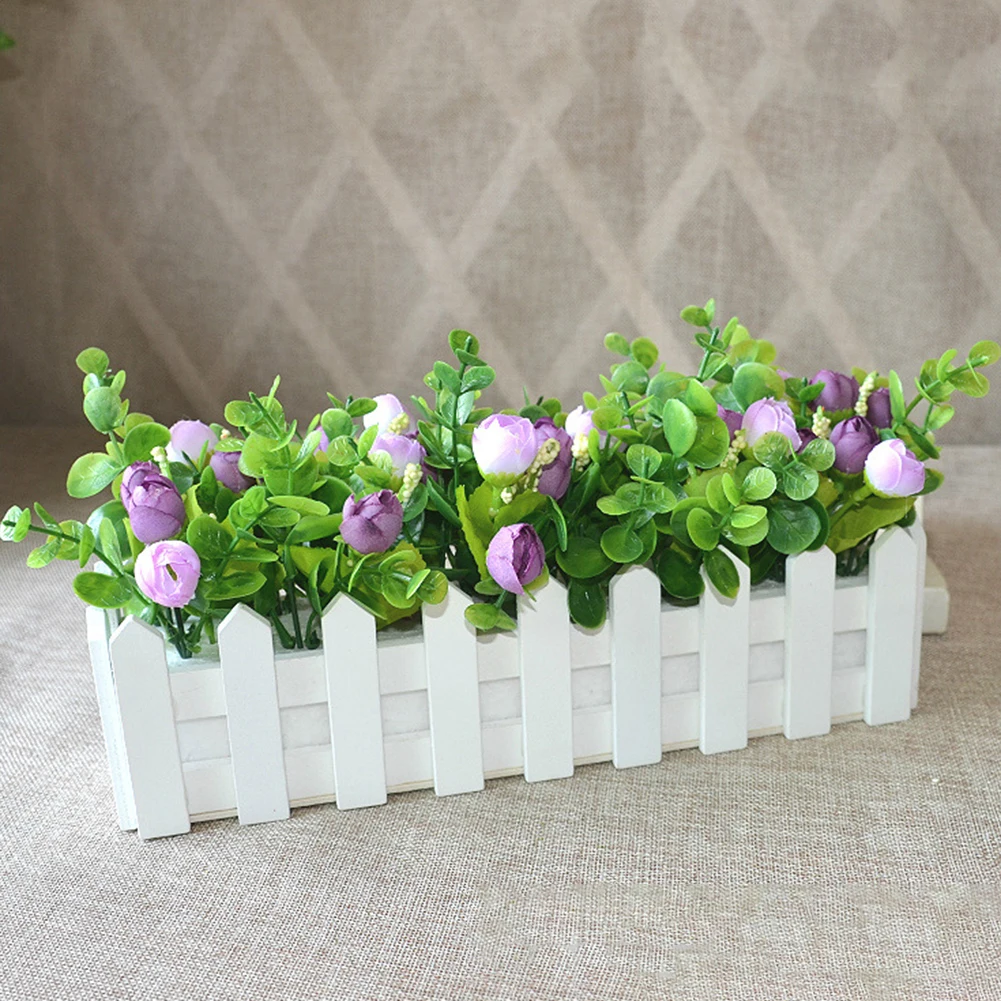 Wooden Flower Pot Fence Plant Basket Container Planter Home Garden Wedding Decor Artificial Flowerpot Decoration | Дом и сад