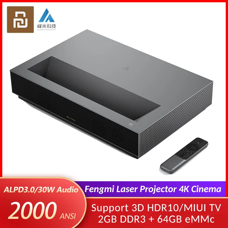 

Original Youpin Fengmi Laser Projection TV 4K Cinema 150 Inch 2000 ANSI Lumens Smart 2.4G/5G Wifi Projector MIUI 3D Home Theater
