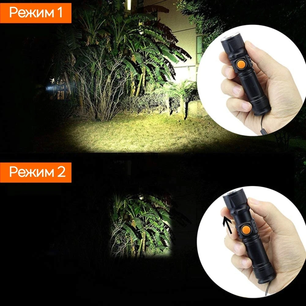 Фонарь LED SimpleShop светодиодный для охоты и рыбалки ручной аккумуляторный