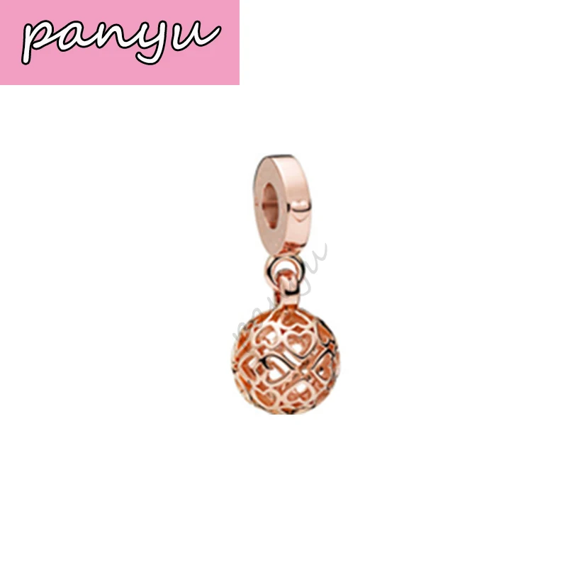 Pandoras Подвески Серебро 925 розовое золото в форме сердца ювелирные изделия для Pandoras браслет и браслет бусины Подвески Украшения - Цвет: Цвет: желтый