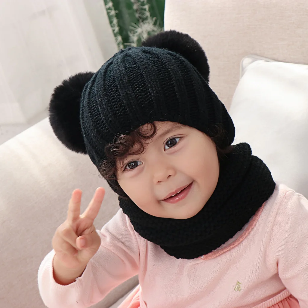 Зимняя детская шапка и шарф снуд для девочек мальчиков вязаный комплект из шапки