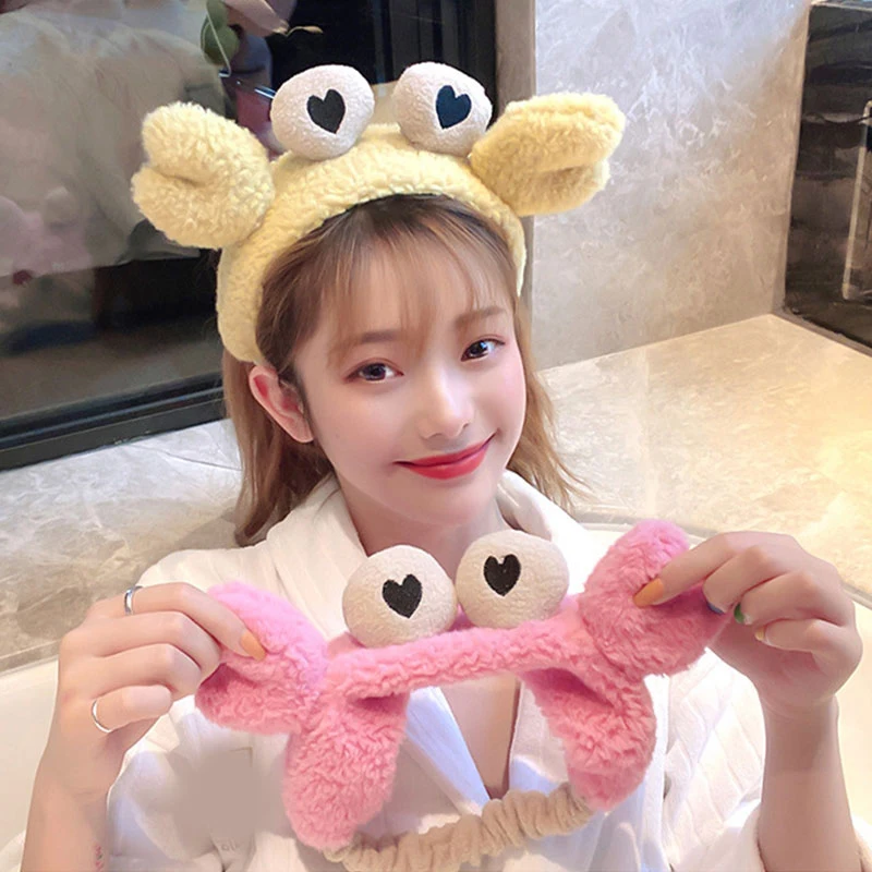 

1PC Korean Cute Cartoon Animal Headband Soft Plush Hairband Women Warm Makeup Wash Face Headwrap Crab Hair Band Hair Accessories