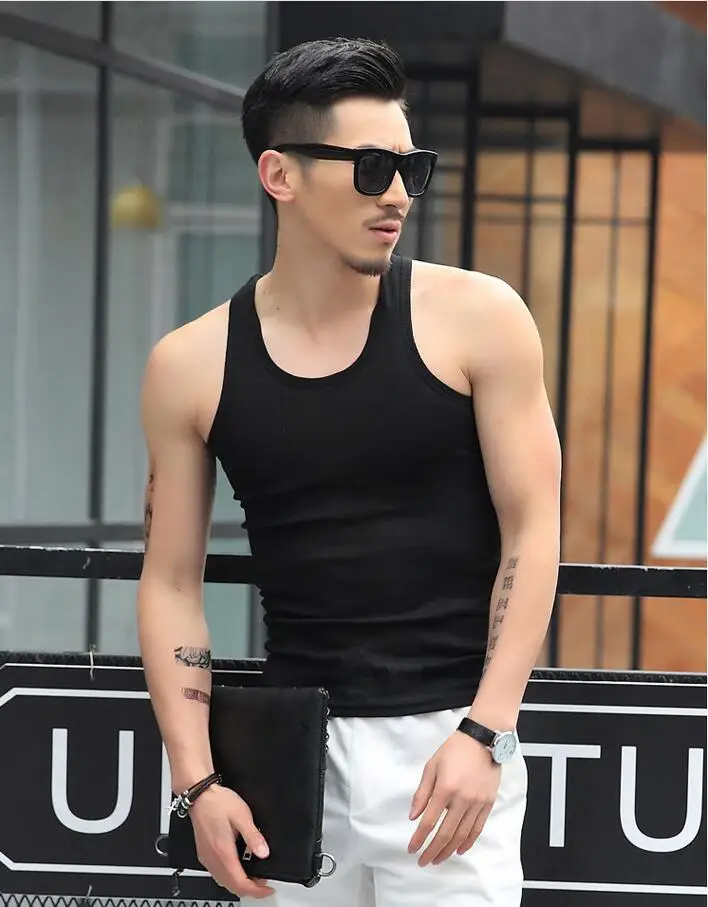 

2019 New Men Running Tank Top Cotton T-Shirt Sleeveless Gym Shirt Fitness Sportwear Vest Sport Summer Clothing