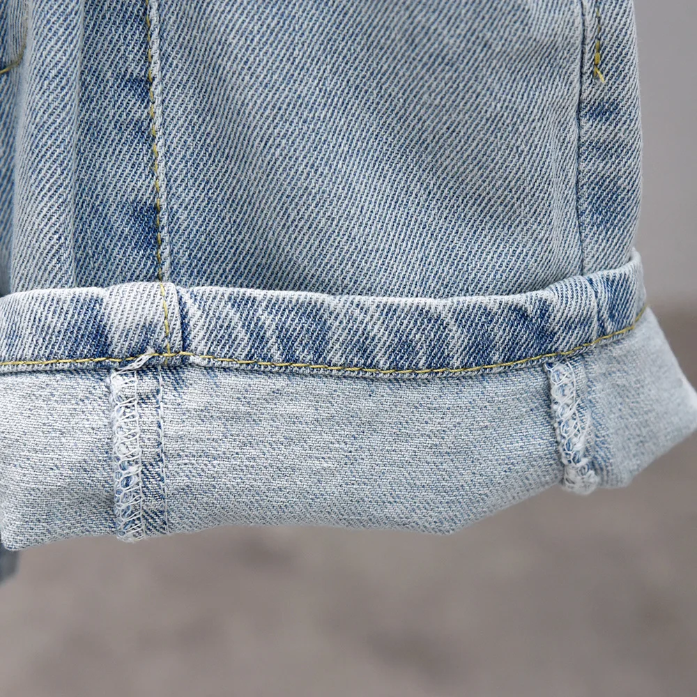 Модный летний комплект для мальчиков мягкий джинсовый комбинезон с карманами