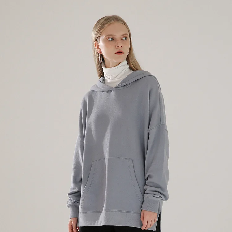 Женский трикотажный пуловер GoWinlin свободный мягкий с капюшоном и длинным рукавом