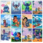 Алмазная живопись 5D сделай сам с полным заполнением, картина из мультфильма Disney, Лило и Ститч, с морским пейзажем, Алмазная мозаика, вышивка, домашний декор, подарок