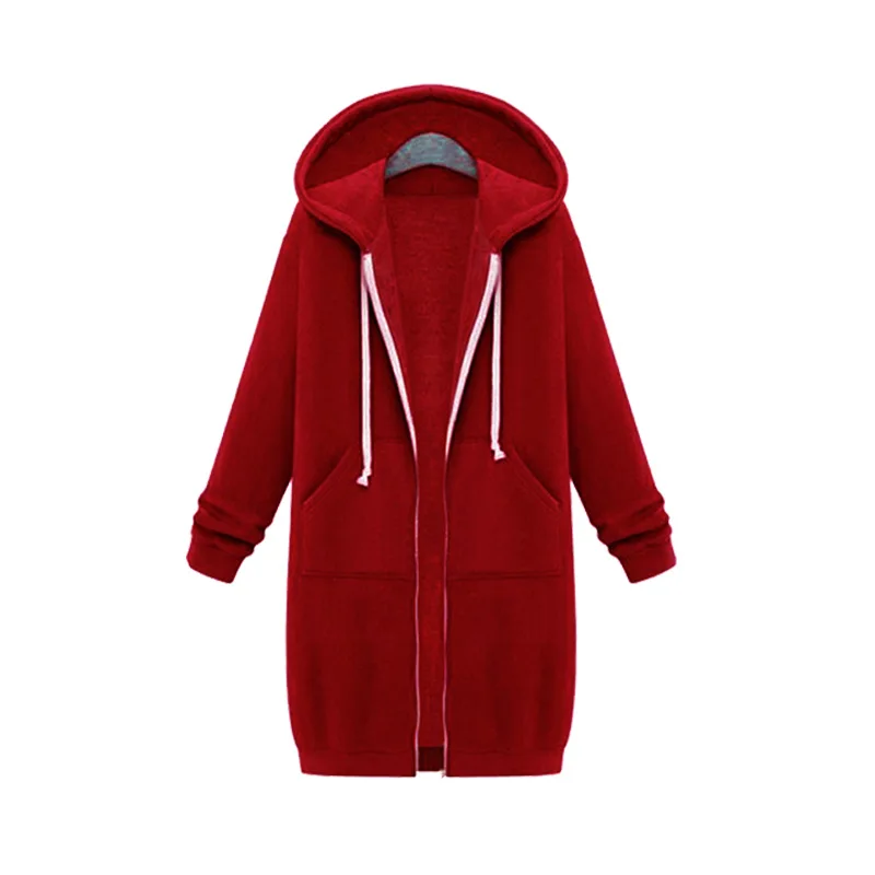 

Autumn and Winter Women's Hooded Long-sleeved Winter Women's Jacket In The Long Section Thick Plus Size Hoodies Women