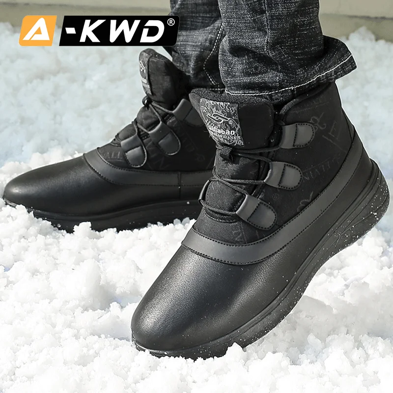 Ботинки мужские зимние из натуральной кожи высокие на шнуровке Повседневная