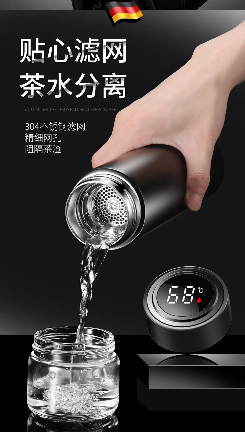 

500ML Intelligent Thermos Temperature Display Customize Logo Stainless Steel Vacuum Water Cup For DS SPIRIT DS3 DS4 DS4S DS5
