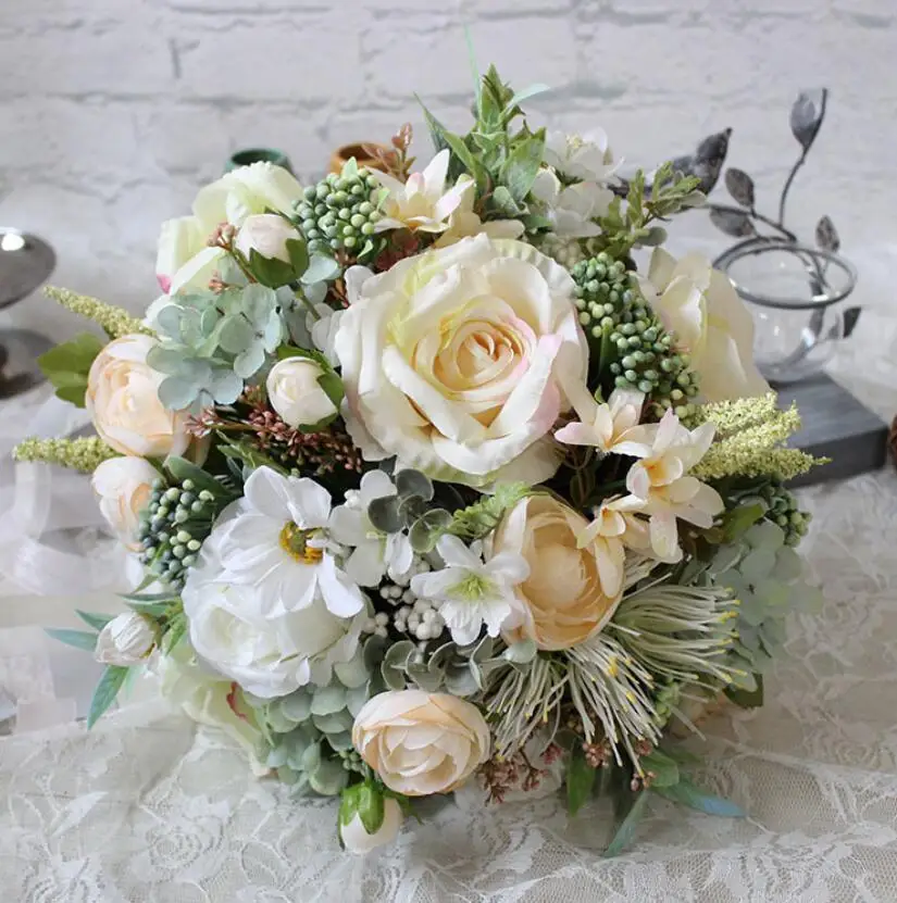 Букет для свадьбы AYiCuthia букет невесты из искусственных цветов S115|Свадебные