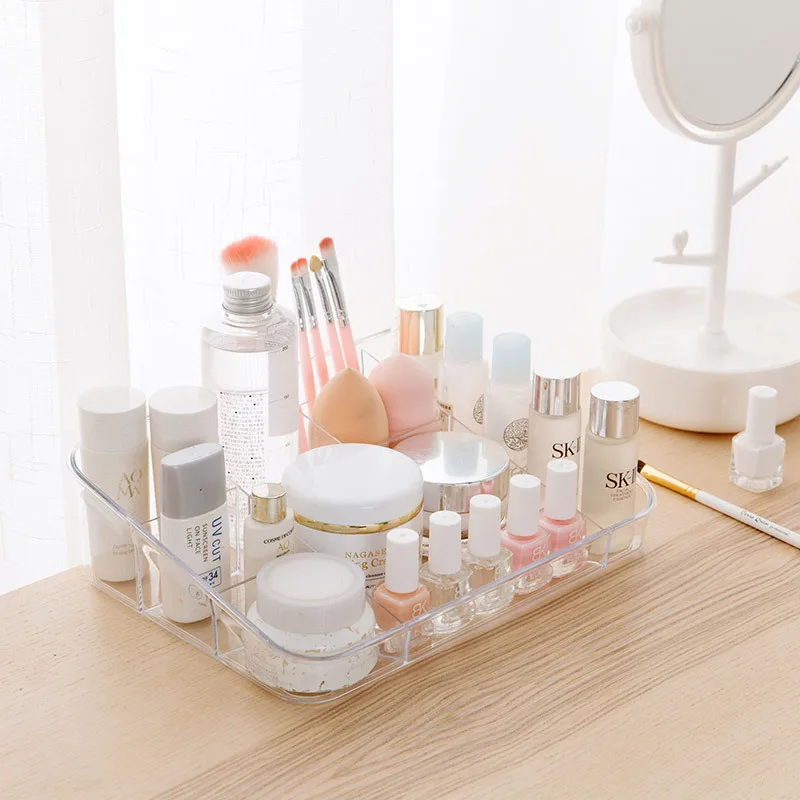 

Прозрачная коробка для хранения косметики, многоярусный пластиковый органайзер для губной помады и полировки, Настольный держатель для ук...