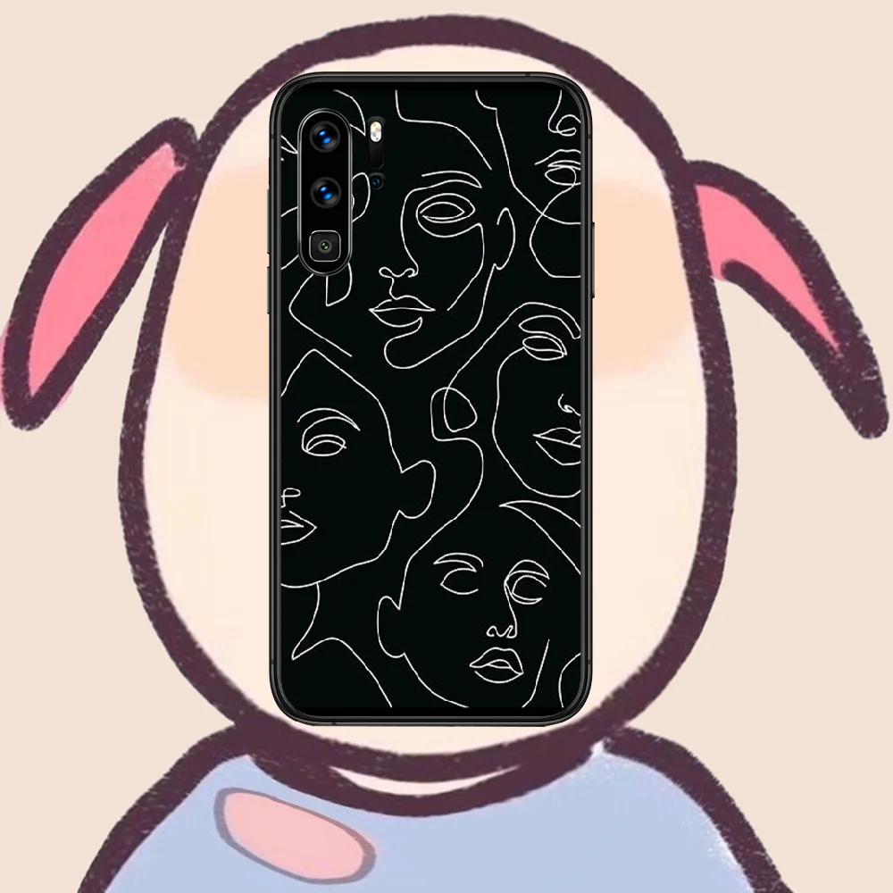 

line Framed Art Print Phone Case For Huawei P Mate 10 20 30 40 Lite Pro smart Z 2019 nova 5t black Cell Soft Back Fashion Coque