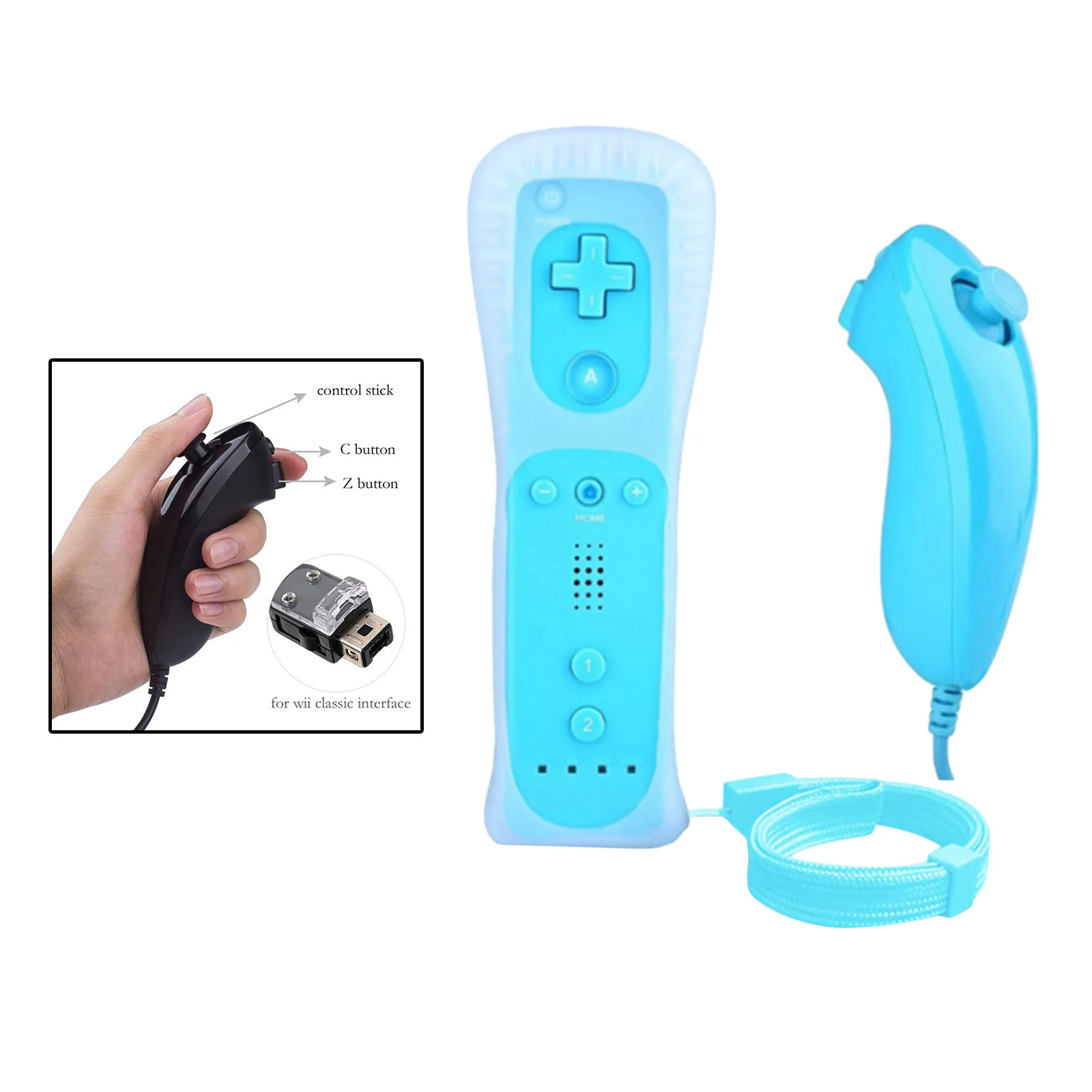 

Gesture Controller and Nunchuck Joystick Remote Game Controller Gamepad Combo Pack for Wii U Console
