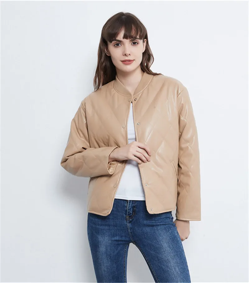 Новая брендовая куртка из искусственной кожи для женщин осенне зимние