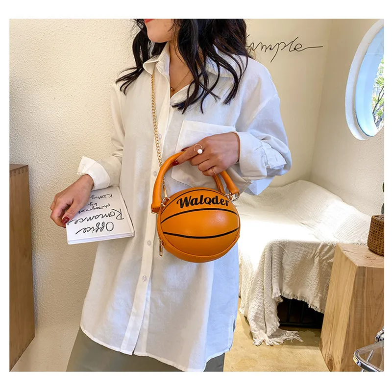 

Round Handbag for Women Chain Messenger Bag Lady Basketball Shape Fashion Creative Tote Women Lovely Shoulder Bag Bolsa Feminina
