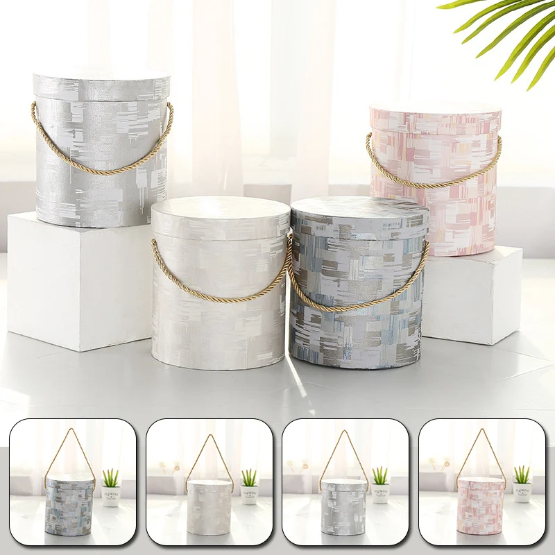 

1 шт. M/L мраморная коробка для упаковки цветов, круглые подарочные коробки, коробка для конфет, ручной букет, подарок на день Святого Валентин...