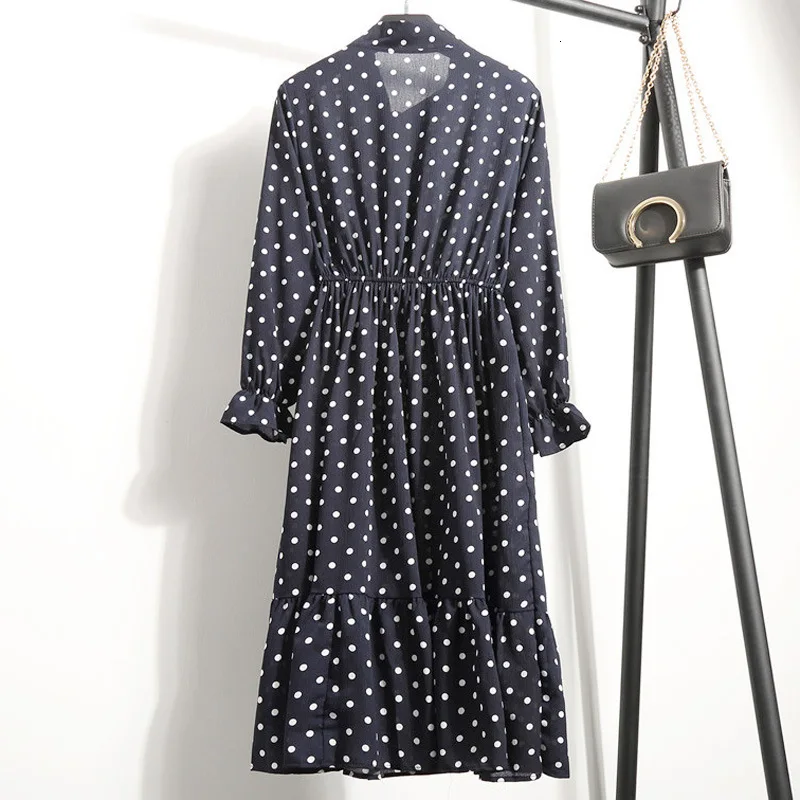 Шифоновое платье весеннее женское с длинным рукавом винтажное шифоновое