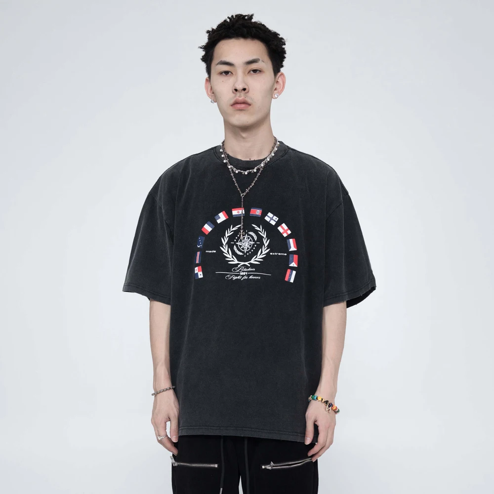 

2022 мужские футболки оверсайз в стиле хип-хоп с рисунком бедствия и оттенков, уличная одежда в стиле Харадзюку, аниме, винтажные Топы с коротк...