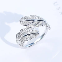 diwenfu sterling silver 925 3 carats aaa cubic zirconia ring fine silver 925 jewelry feather anillos de bands diamond ring box
